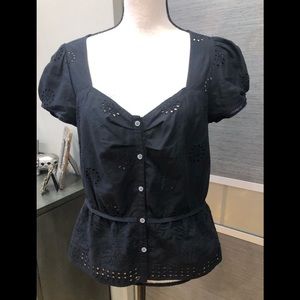 free people embroidered top blouse cotton size 8